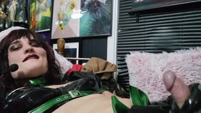 Trans latex Maid Jerkoff &amp; Cum