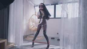 Asian Girl Enjoys Nun Cosplay Rope Bondage Roleplay - Spreader Bar, Shiny Boots & Passionate Session 27 Min