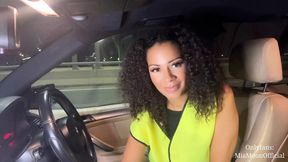 Blowjob gratitude for roadside repair, with semen-filled goodbye kiss