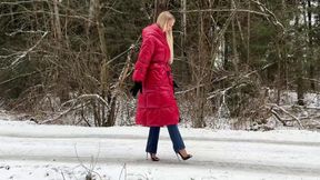 Stilettos on ice, high heels on ice, slippery stilettos, girl sliding on ice, high heels sliding on ice