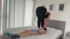 Afternoon stretches on my human yoga mat🧘🏼‍♀️