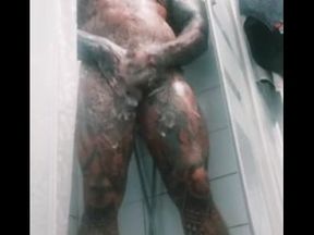 In the bathroom with a big, inked bodybuilder. porno starlet Rob Diesel