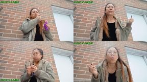 Asian Pinay smoking outdoors in a fur trimmed coat volume 69 Non Nude ****MP4****