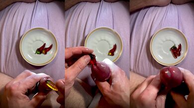 How many candies can his urethra swallow during my condom cumshot?