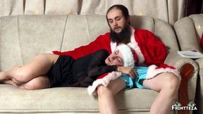 Christmas Surprise: Hot MILF Stepmom Gives Stepson a Deepthroat Blowjob