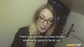 Leggy British Blonde Babe Fucking In An Elevator By A Policeman