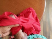 Jerk off while wearing swim trunks and cumshot on my other swim trunks