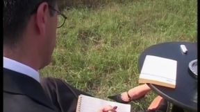 Threesome in the Stable with a White Cock and a Black One