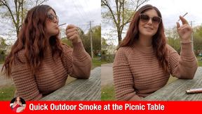 Quick Outdoor Smoke at the Picnic Table - come, sit with me!