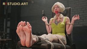 Boltushka - Foot Tickling on the Bench with Large Ballgag (HD 720p MP4)