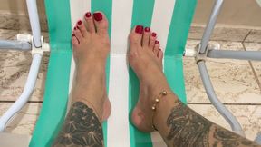 exciting feet with red nails