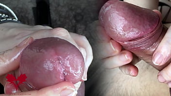 A horny cock treatment. Close-up of the orgasm control.