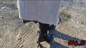 Extreme Muddy High Heel Boots Licking! Slave licking and eating A LOT of mud! Extreme!