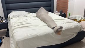 Mummified in Pantyhose Cocoon Vulnerable Encased Inside Nylon