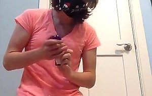 Femboy strips, does anal, and rubs herself to orgasm