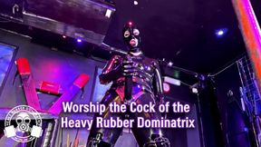 Worship the Cock of the Heavy Rubber Dominatrix - Lady Bellatrix latex fetish pegging and face fucking femdom pov