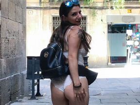 "Now let's fuck without our masks, ok? She shows herself around the streets of Barcelona and eats a ration of CUBAN COCK. Lily wants an encore!
