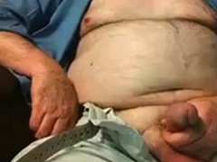 Hairy Grandpa Bear Strokes His Big Cock