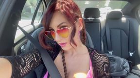 Italian Hot MILF Artemisia Love Flashing Her Wet Horny Pussy in the Car Outdoor