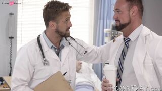 Doctor Wesley Woods examines the ass of Michael Roman with his dick