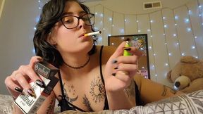 Smoking Marlboros In Black Lingerie