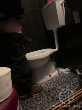 Amateur Straight Boy Caught Peeing in a Bar Restroom