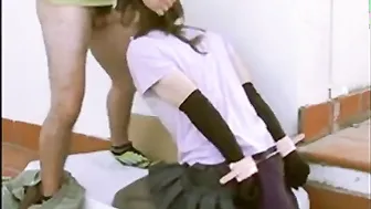 Outdoor facefuck blowjob with crossdresser in amateur BDSM scene
