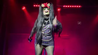 Amateur crossdresser in public outdoor drag show