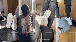 Cleaning my Nike on the slave's tongue