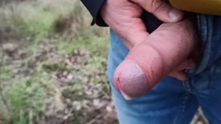 Someone can see me! Cum and pee outdoors