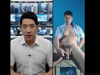 Asian Journalist Exposed showing big cock and cum