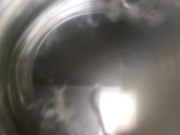 Twink cums into cup of water ( inside glass view ) FLOATING SPERM