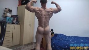Young Muscle Hunk with Perfect Abs Jerks Hard