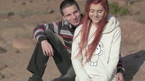 Redhead teen girlfriend is fucked hard in the park