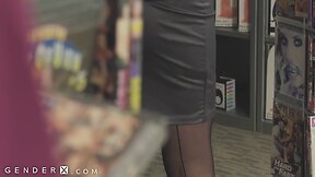 Natalie mars blows guy through glory hole in porn shop - genderx