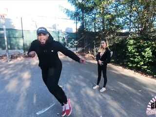 Dancer craves to show his moves to babe in the park