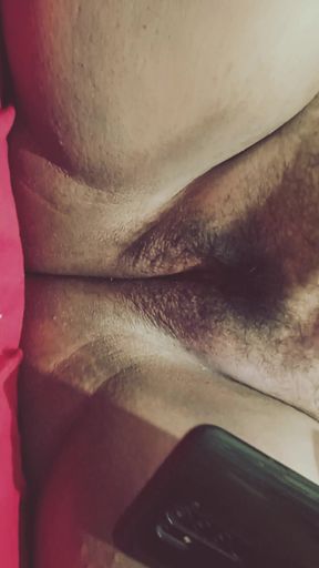 Chubby wife showing hairy pussy and tits