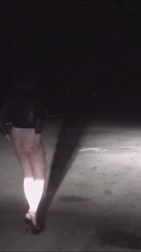 Slut Walk Fetish Dressed on the Side of the Highway Almost Naked
