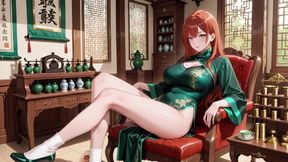 Red Hair &amp; Emerald Qipao! Lazy Seduction in the Eastern Courtyard.