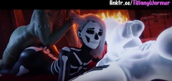 Animated Halloween Threesome with Animated Porn