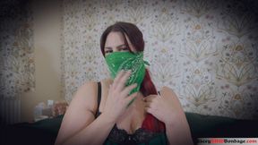 Lacey - Self Gag After Tea Time HD ( BBW Bondage ,Clear Wrap Gag , OTM Gag , Bandana OTN Gag )