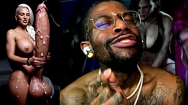 Fat Cock Transgender Girl Jerking Off While Shooting Cum All Over The Place, AI Generated