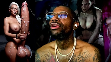 Fat Cock Transgender Girl Jerking Off While Shooting Cum All Over The Place, AI Generated
