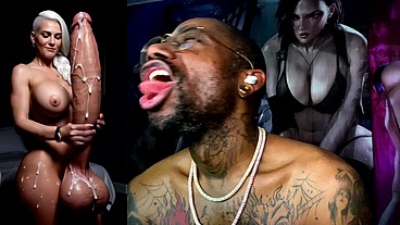 Fat Cock Transgender Girl Jerking Off While Shooting Cum All Over The Place, AI Generated
