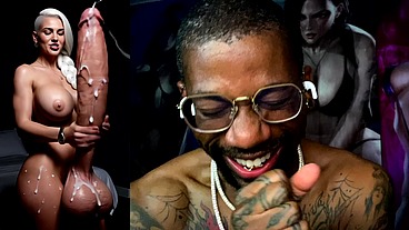 Fat Cock Transgender Girl Jerking Off While Shooting Cum All Over The Place, AI Generated