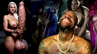 Fat Cock Transgender Girl Jerking Off While Shooting Cum All Over The Place, AI Generated