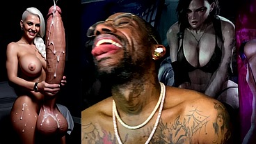 Fat Cock Transgender Girl Jerking Off While Shooting Cum All Over The Place, AI Generated