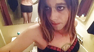 Sexy Tranny Striptease and Masturbates