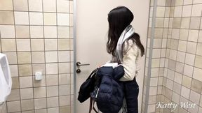 Real Porn Casting in a Mall Public Toilet