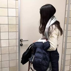 Real Porn Casting in a Mall Public Toilet